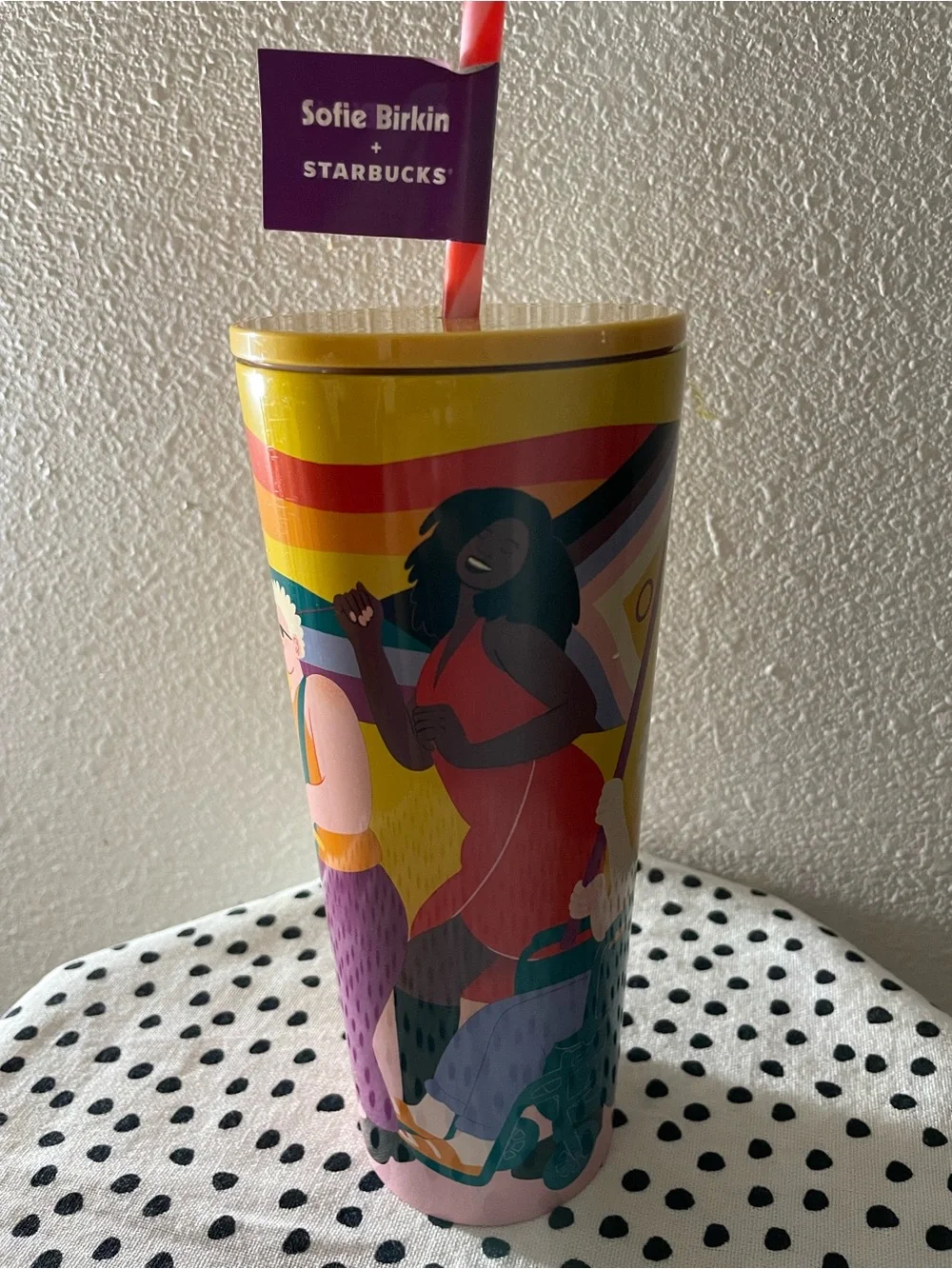 Starbucks Yellow Pink Teal Pride Illustration Tumbler